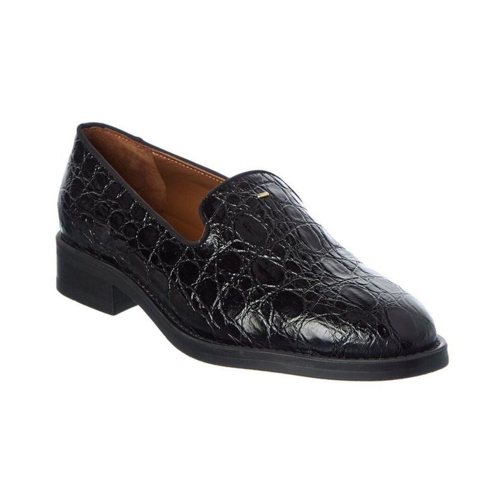 Giuseppe Zanotti Lidia 20 Croc-Embossed Leather Loafer, Black